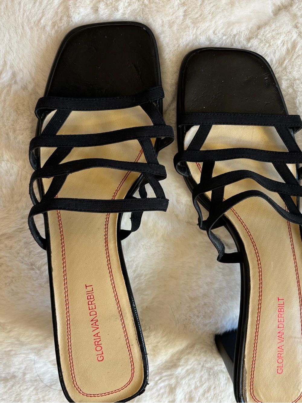 Gloria Vanderbilt Black Multi-Strap Block Heel Sandals
